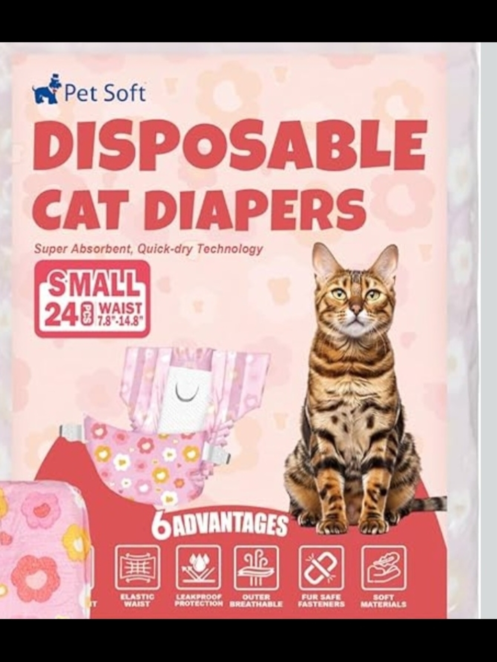 Pink Disposable Cat Diapers - Small 23 Pack